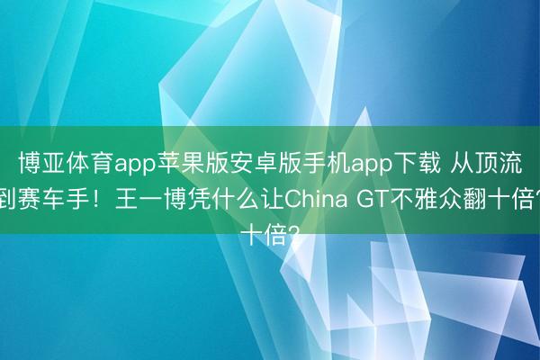 博亚体育app苹果版安卓版手机app下载 从顶流到赛车手!王一博凭什么让China GT不雅众翻十倍?