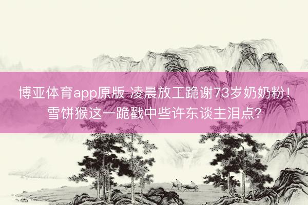 博亚体育app原版 凌晨放工跪谢73岁奶奶粉！雪饼猴这一跪戳中些许东谈主泪点？