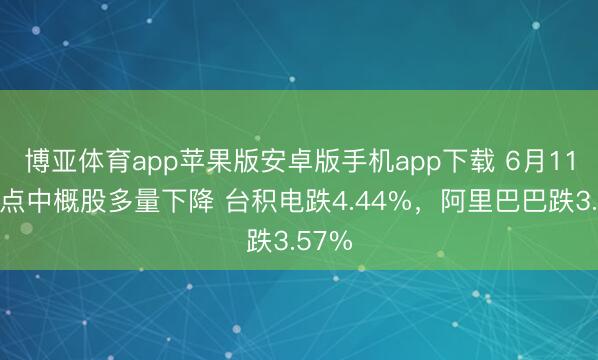 博亚体育app苹果版安卓版手机app下载 6月11日热点中概股多量下降 台积电跌4.44%，阿里巴巴跌3.57%
