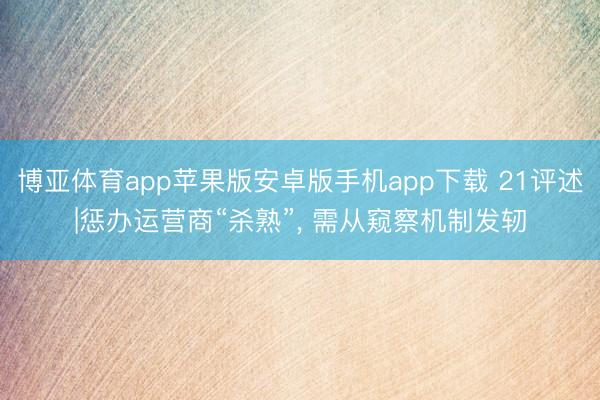 博亚体育app苹果版安卓版手机app下载 21评述|惩办运营商“杀熟”， 需从窥察机制发轫