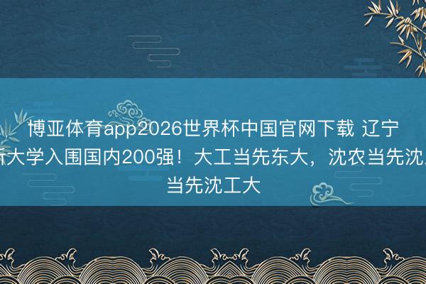 博亚体育app2026世界杯中国官网下载 辽宁12所大学入围国内200强!大工当先东大,沈农当先沈工大
