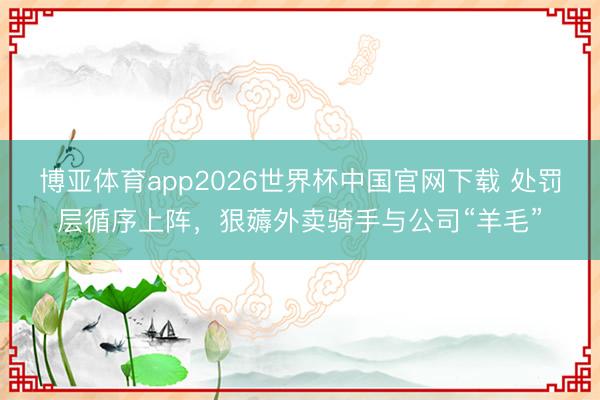 博亚体育app2026世界杯中国官网下载 处罚层循序上阵,狠薅外卖骑手与公司“羊毛”
