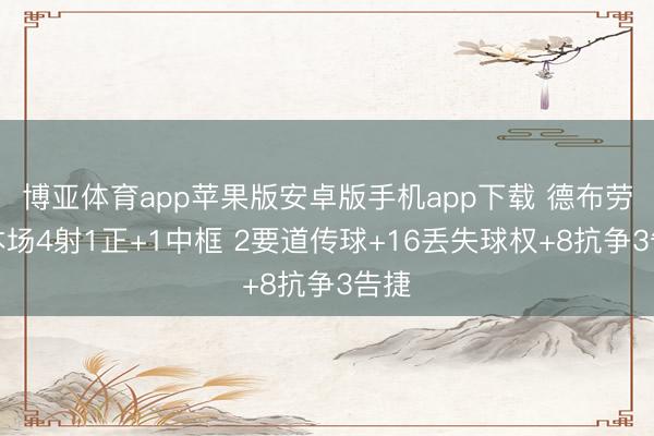 博亚体育app苹果版安卓版手机app下载 德布劳内本场4射1正+1中框 2要道传球+16丢失球权+8抗争3告捷